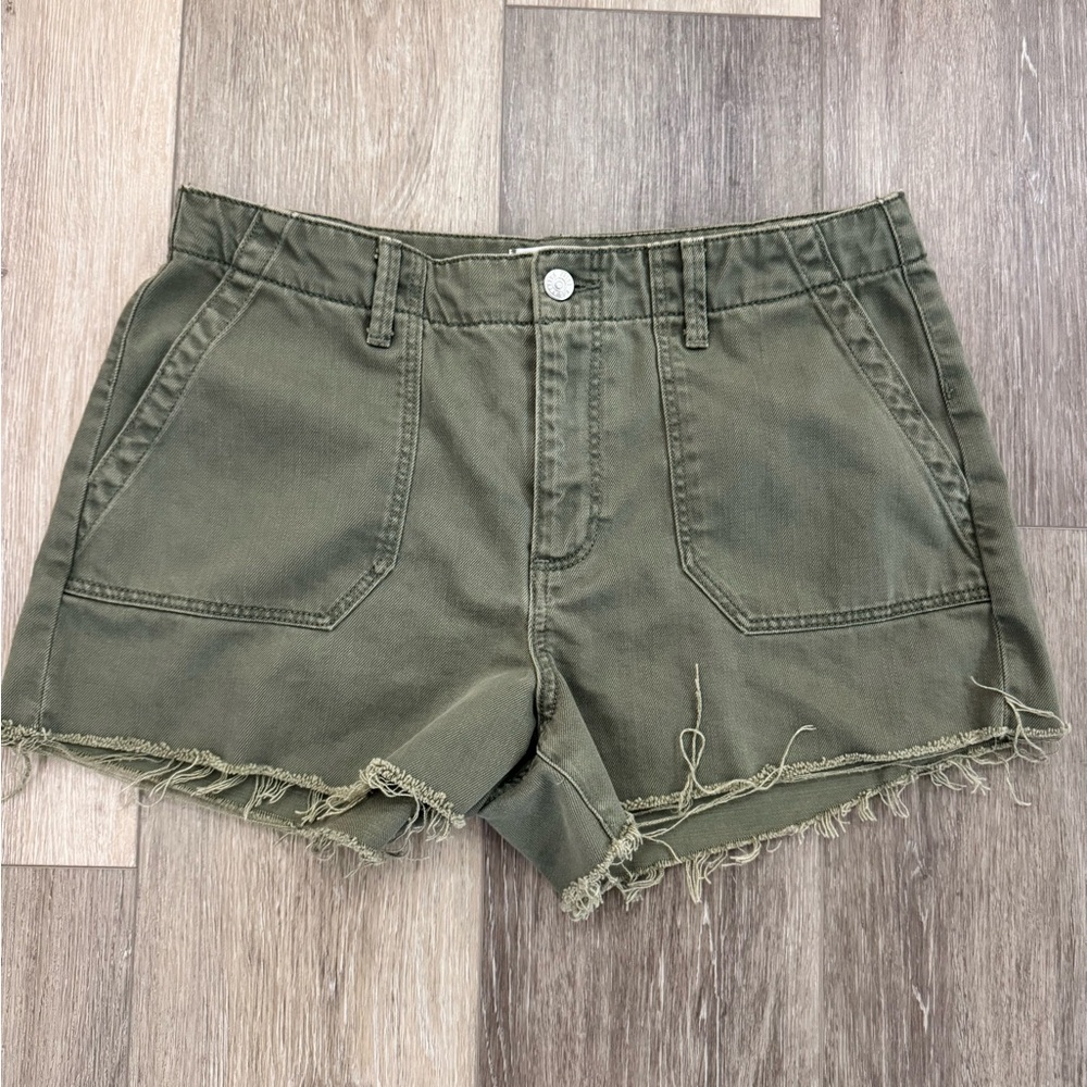 PAIGE Sage Green Utility Shorts